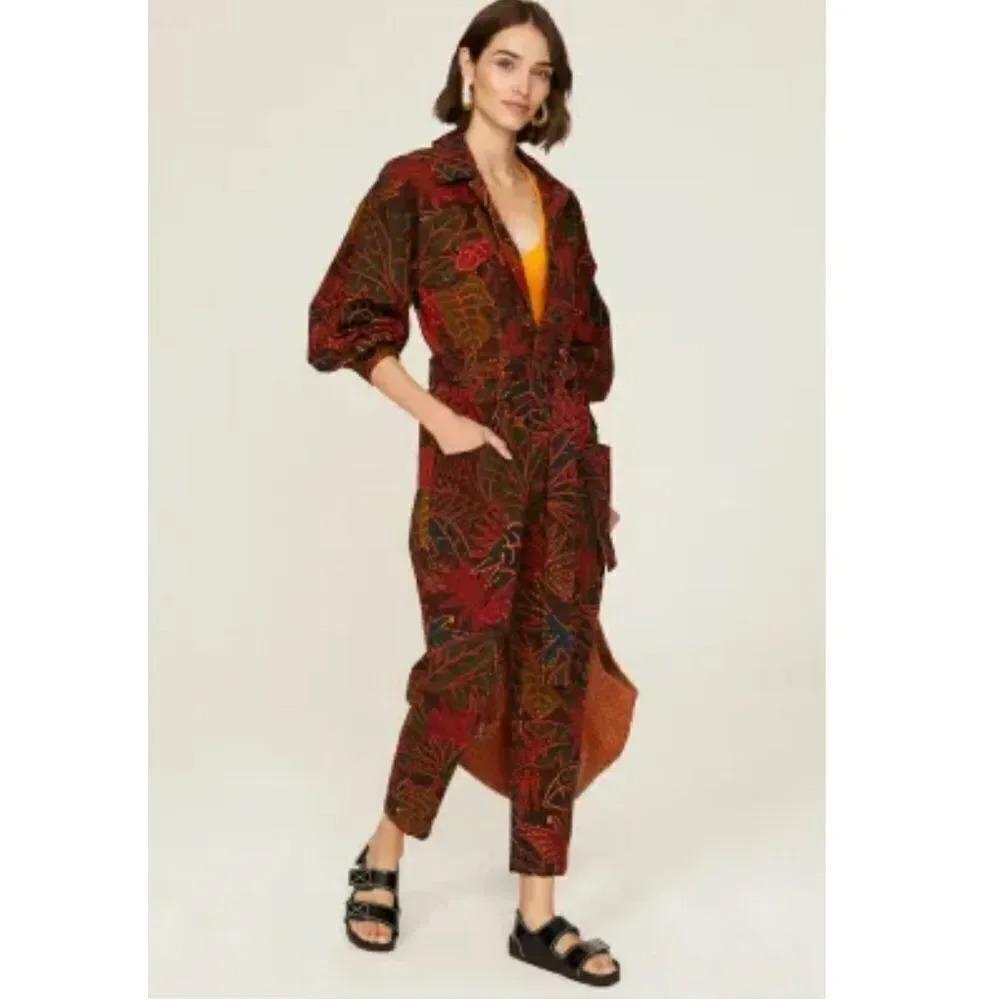 NEW FARM Rio Women Rainforest Black Canvas Jumpsuit Size Small